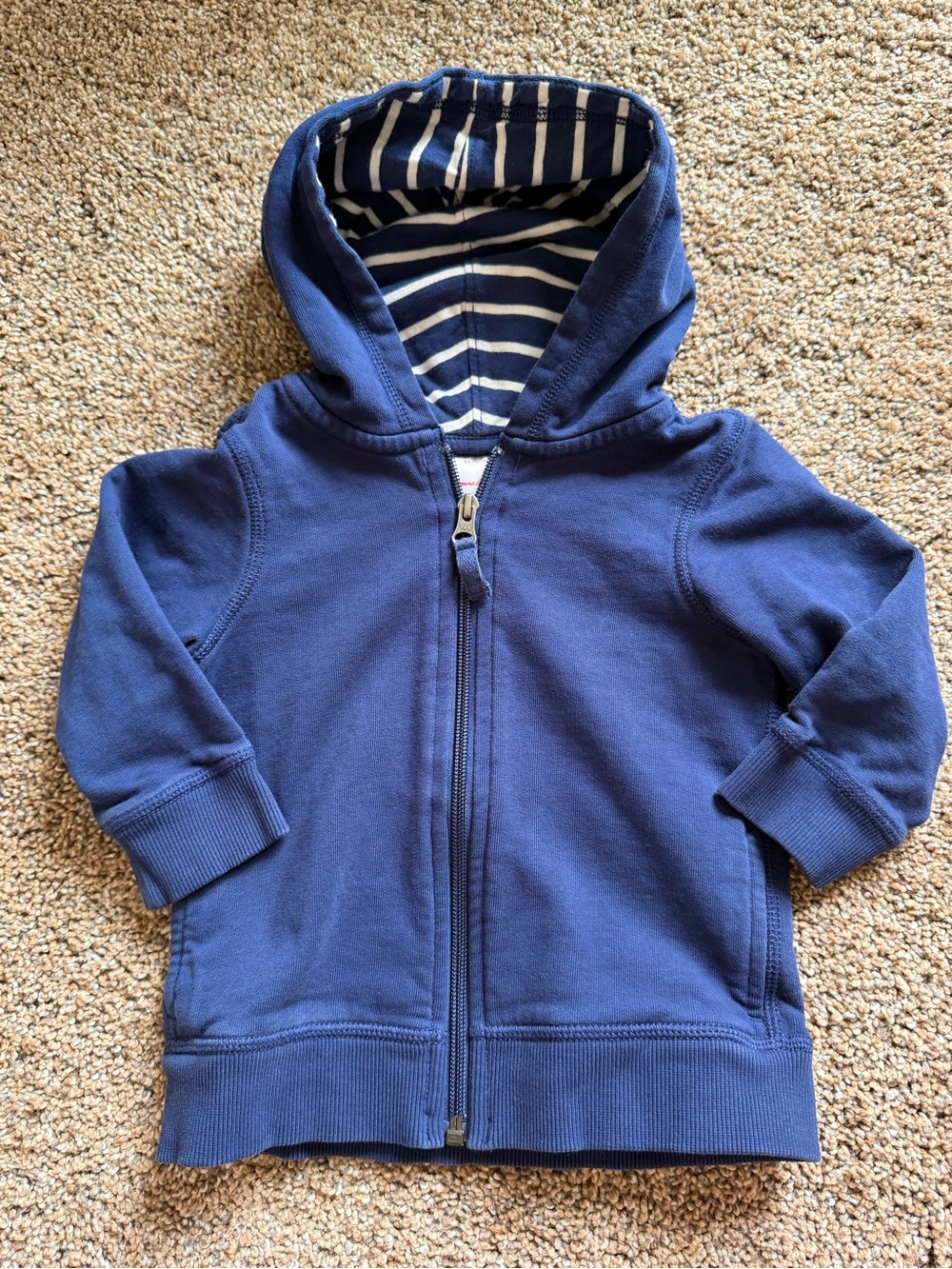 HANNA ANDERSSON Navy Blue Fill-Zip Hooded Sweatshirt